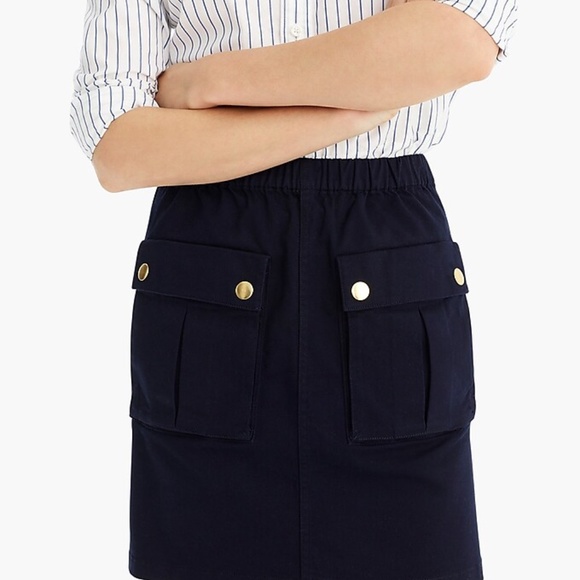 New J.CREW Size XS Pull On Mini Skirt with Patch Pockets in Navy NWT - Picture 4 of 7